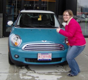 Jess and her Mini Cooper.  My Explorer eats Mini Coopers for breakfast.